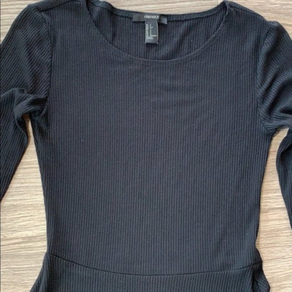 Longsleeve Mini Skater Knit Dress Black Size Small - Picture 4 of 9